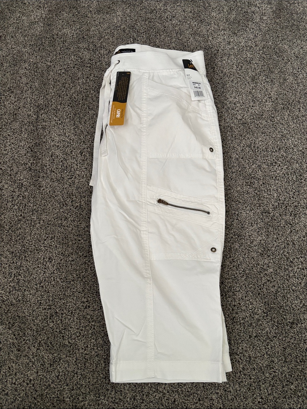 Woman’s White Cargo Pants with Zip Pocket